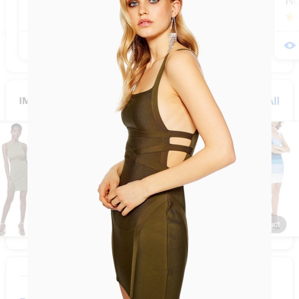 Topshop olive green bandage mini dress size 4